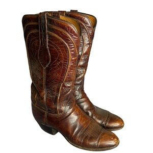 Vintage Lucchese Boots Womens Brown Mahogany Leather Western Rodeo 8083ZZ SZ 10B